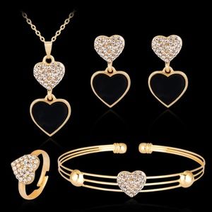NWT Chic Rhinestone Love Heart Necklace Earrings